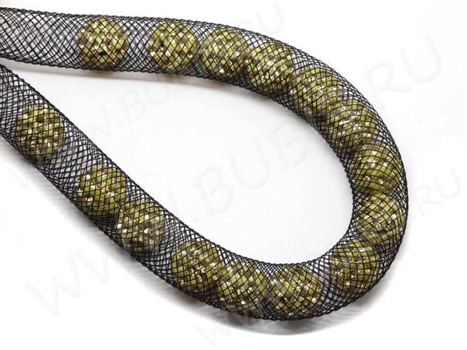 Нейлоновая ювелирная сетка 10мм чёрная (шнуры) (1м)