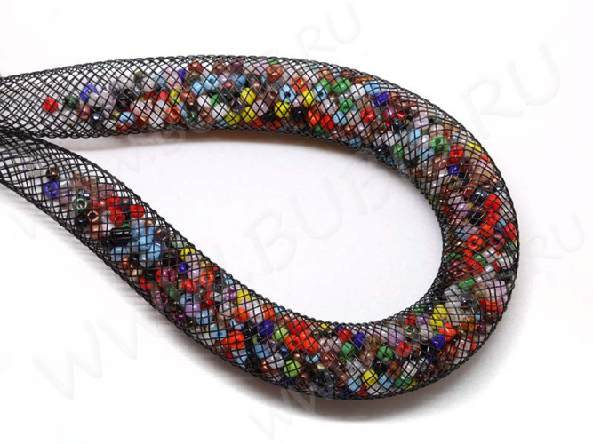 Нейлоновая ювелирная сетка 10мм чёрная (шнуры) (1м)