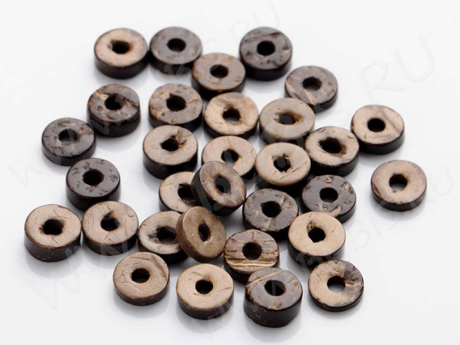 Бусина Шайбочка 02 рондель 9*9*3мм коричнево-бежевая (кокос) (20шт)