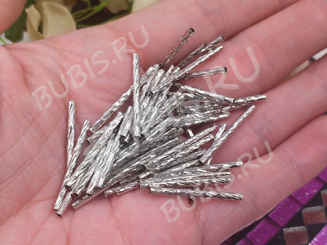 Трубочка металлическая 11 прямая витая 25*2*2мм цвет платины (Brass)