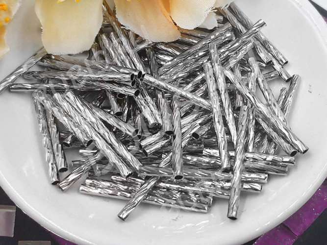 Трубочка металлическая 11 прямая витая 25*2*2мм цвет платины (Brass)