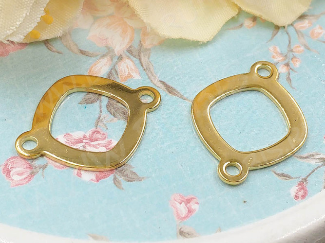 350 Коннектор Ромб округлый рамка вставка для браслетов 19*14,5*0,9мм золотистая (Хирургическая ювелирная сталь)