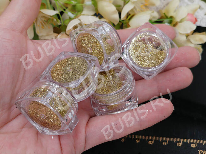 Наполнение для смолы и бутылочек 112 блёстки золотистые в контейнере (декор)