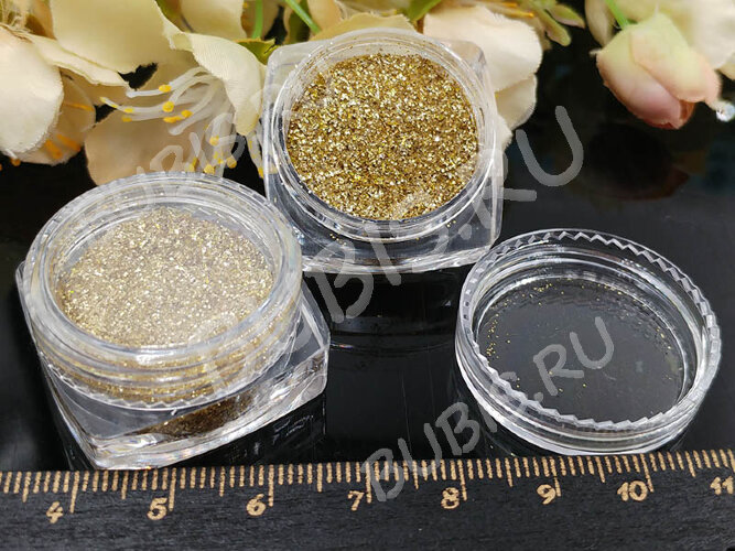 Наполнение для смолы и бутылочек 112 блёстки золотистые в контейнере (декор)
