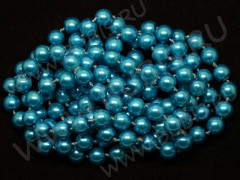 Бусина &quot;жемчуг&quot; 8мм голубо-бирюзовая (стекло) (10шт.)