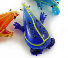 Кулон Лягушка 01 45*30*8мм синяя прозрачно-полупрозрачная (Lampwork)