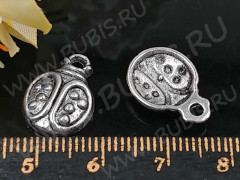 Подвеска Божья коровка 04 15,5*11,5*3мм античное серебро (литьё)