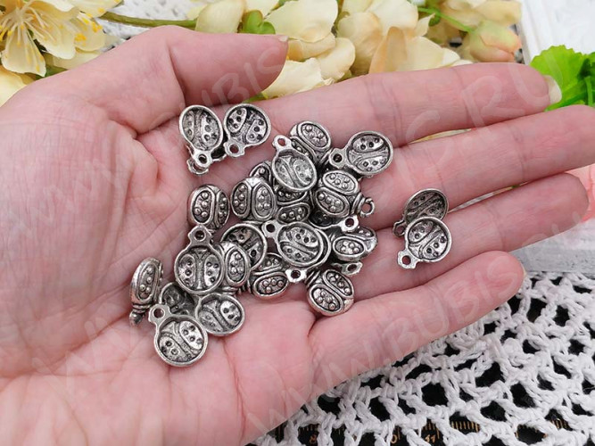 Подвеска Божья коровка 04 15,5*11,5*3мм античное серебро (литьё)