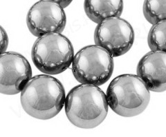 Бусина округлая 8*7,5мм т.серебристый металлик непрозрачная (стекло)