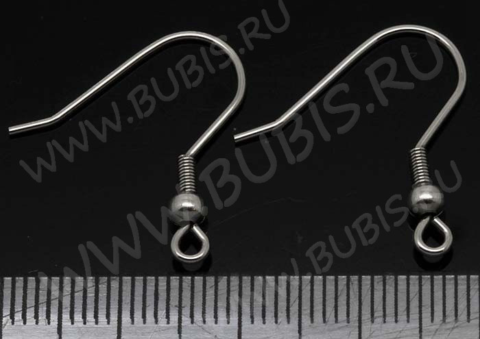 Швензы-крючки №104 с шариком и пружинкой 22*0,6мм цвет платины (Хирургическая сталь)(10 пар)