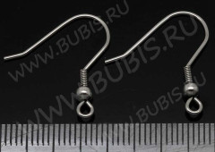 Швензы-крючки №104 с шариком и пружинкой 22*0,6мм цвет платины (Хирургическая сталь)(10 пар)