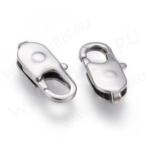 Замочек карабин №104 овальный 18*8*4мм цвет платины (Хирургическая сталь)