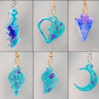 Молд 273 для эпоксидной смолы Корона, Хамса, Молния, Сердце, Треугольник, Крест, Капля, Леденец, Лист, Луна (силикон)