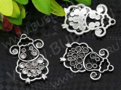 Подвеска Овечка 01 ажурная 29*19,5*2,5мм античное серебро (литьё)