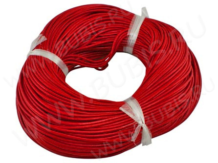 Шнур кожаный 03 воловья кожа 2мм круглый красный (1м)