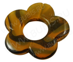 Бусина акрил Цветочек 40 рамка 32*31*5мм янтарно-чёрный прозрачный (акрил)