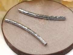 (СКИДКИ!!!) Трубочка металлическая 09 изогнутая витая 25*2мм цвет платины (Brass) (10шт.)