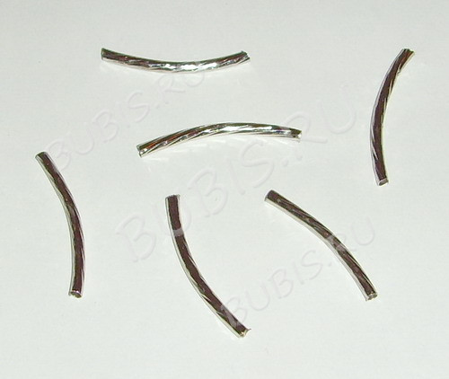 (СКИДКИ!!!) Трубочка металлическая 09 изогнутая витая 25*2мм цвет платины (Brass) (10шт.)