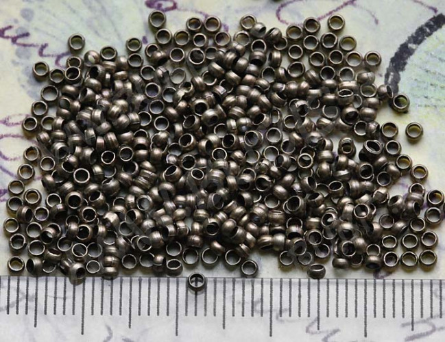 Зажимные бусины 02 округлые 2*2*1,2мм античная бронза (Brass) (2г. ок.150шт.)