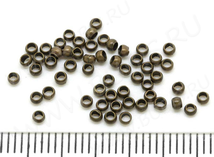 Зажимные бусины 02 округлые 2*2*1,2мм античная бронза (Brass) (2г. ок.150шт.)