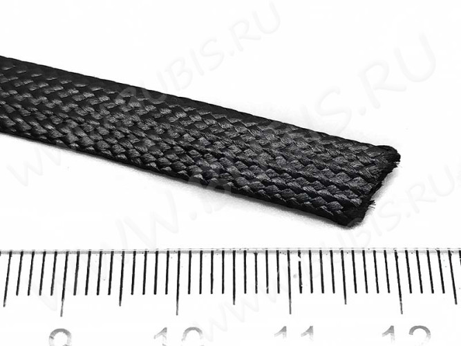 Вощёный полиэстеровый шнур "корейский" ПОЛОСКА 8*1мм черный (1м)