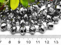 (СКИДКИ!!!) Бусина кристалл Абакус гранёный 10*10*7,5мм т.серебристый непрозрачный (имитация Сваровски) (10шт.)