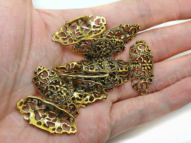 283 Коннектор ажурный 32*13,5*4мм античное золото (литьё)