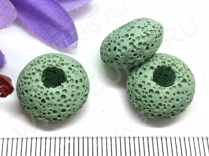 Бусина Пандора 071 Рондель каменный 16*16*9мм Лава св.зелёный (камни) (Pandora Style)
