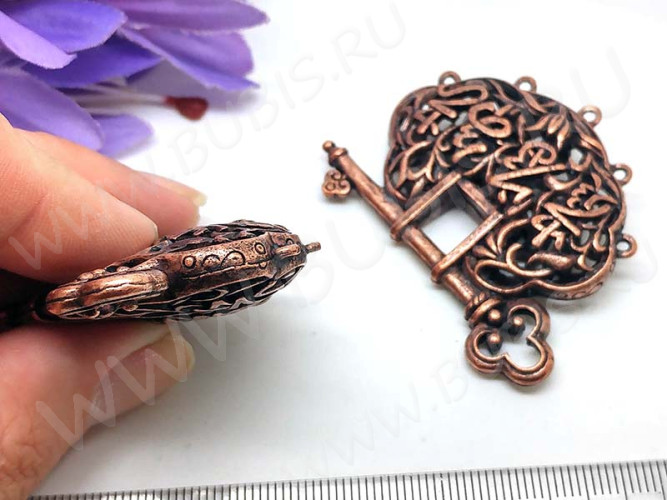 286 Коннектор Ажурный большой 50*41*12мм античная медь (литьё)