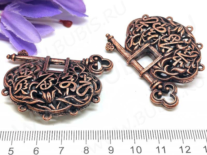 286 Коннектор Ажурный большой 50*41*12мм античная медь (литьё)