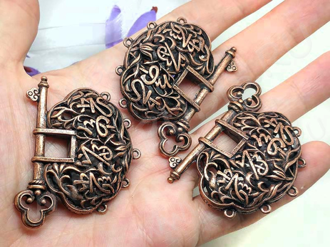 286 Коннектор Ажурный большой 50*41*12мм античная медь (литьё)