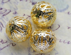 Бусина ажурная 01 &quot;Шарик&quot; 16мм золотистый (Iron)