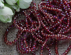 Бусина кристалл гранёный абакус 4,3*4*3,5мм гранатовый с АВ прозрачный (имитация Сваровски) (20шт.)