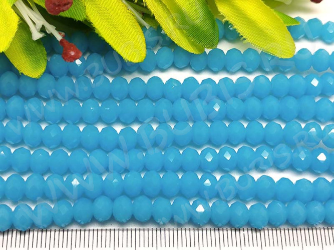 (ОПТ) Бусина Абакус гранёный 6*6*4,5мм Хрусталь голубой полупрозрачный (имитация Сваровски) (100шт.)