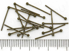 Штифт с ШАРИКОМ 15*0,5мм античная бронза (Brass) (10шт.)