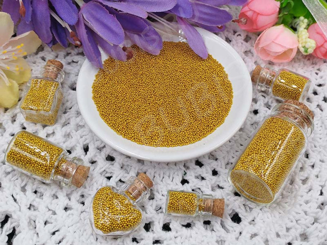 Микробисер 01 0,6-0,8мм золотистый непрозрачный (стекло) (5гр)