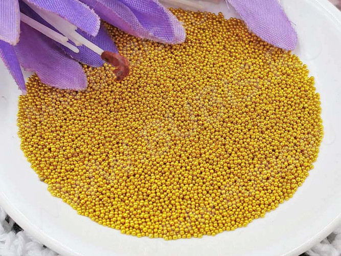 Микробисер 01 0,6-0,8мм золотистый непрозрачный (стекло) (5гр)