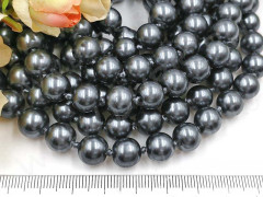 (СКИДКИ!!!) Бусина округлая "жемчуг" 10мм т.серая (стекло) (10шт.)