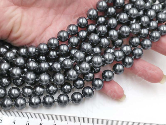 (СКИДКИ!!!) Бусина округлая "жемчуг" 10мм т.серая (стекло) (10шт.)