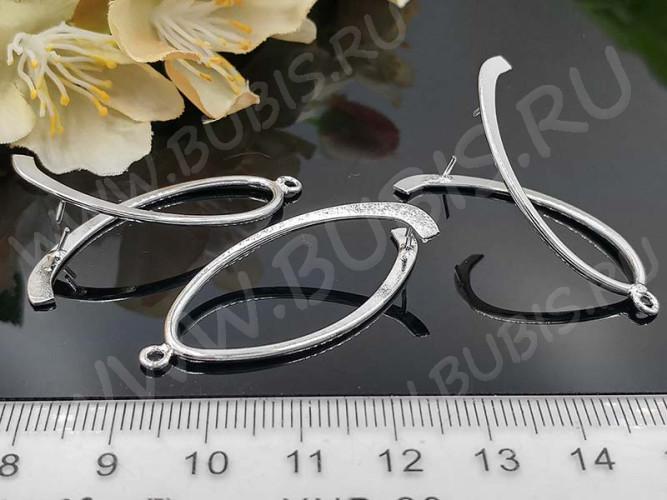 Держатель кулона 058 Большой 39,5*14,5*10мм серебристый (Brass)