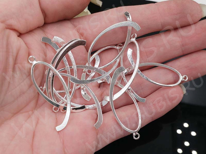 Держатель кулона 058 Большой 39,5*14,5*10мм серебристый (Brass)