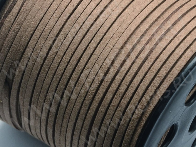 (ОПТ) Замшевый шнур 03 плоский 3*1,5мм какао (87м)