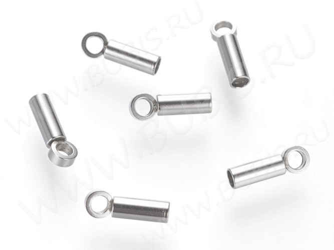 Концевик 106 7,5*2,4*1,9мм для шнура до 1,5мм цвет платины (Хирургическая сталь)