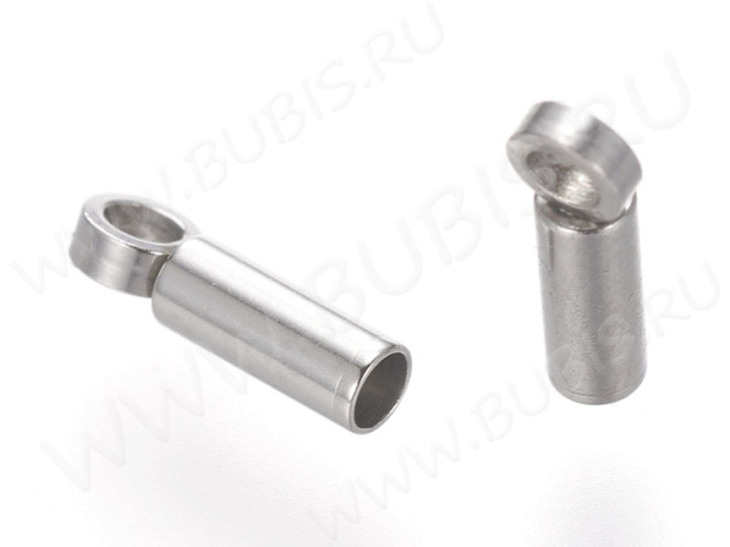 Концевик 106 7,5*2,4*1,9мм для шнура до 1,5мм цвет платины (Хирургическая сталь)