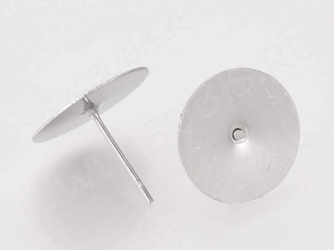 Пуссеты ("гвоздики") №167 с платформой 14мм 14*13мм цвет платины (Хирургическая сталь) (1 пара)