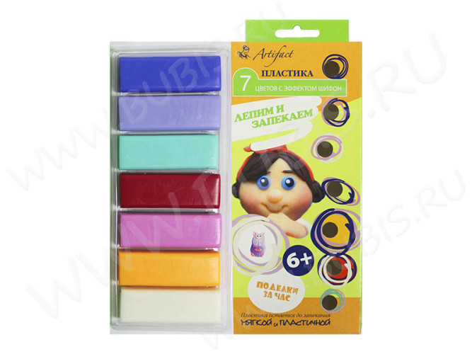 Полимерная глина Артефакт набор 7507-58 7 цветов с эффектом шифон 140г