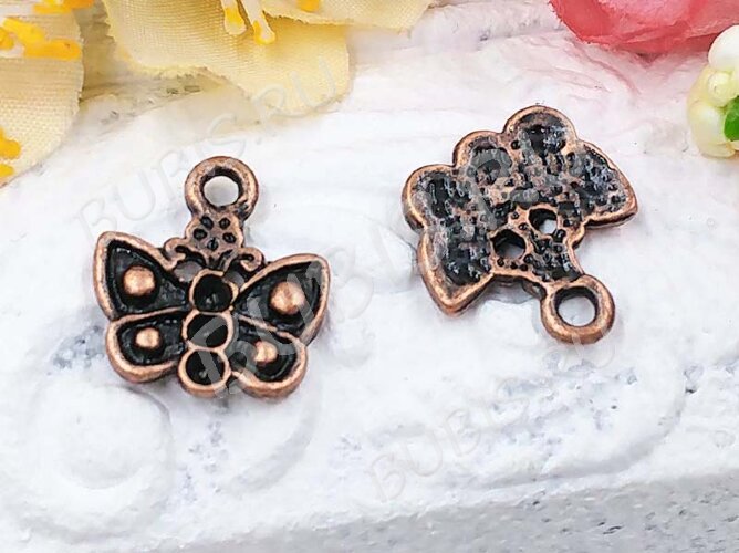 (СКИДКИ!!!) Подвеска Бабочка 13 13*12*1,8мм античная медь (литьё) (10шт.)