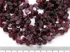 (ОПТ) Бусина каменная Капля 09 плоская 4-6*3-4мм Гранат (камни) (НИТЬ 65см)