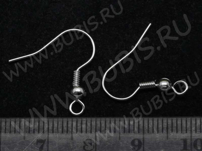 (СКИДКИ!!!) Швензы-крючки №048 с пружинкой и шариком 18,5*17мм цвет платины (Brass) (10 пар)