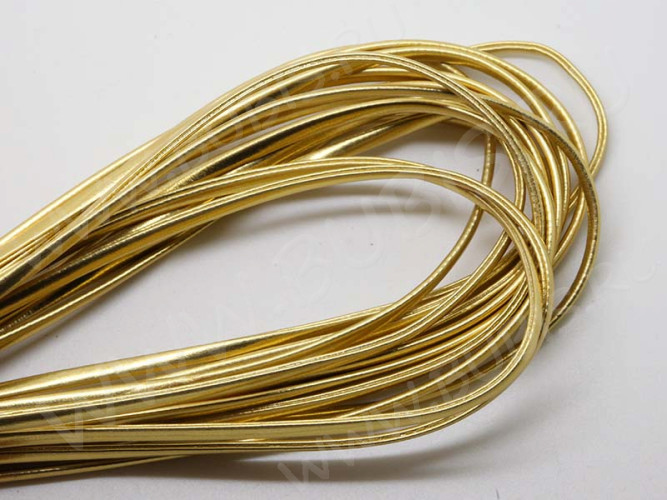 Шнур кожаный 25 мягкий кожзам полоска 1,6-2*1мм золотистый (1м)